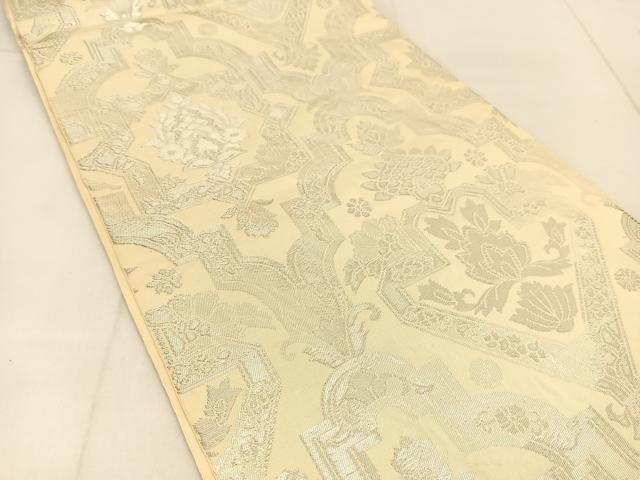 平和屋着物◎六通柄　本袋帯　更紗花文　銀糸　正絹　逸品　BAAU2354yc