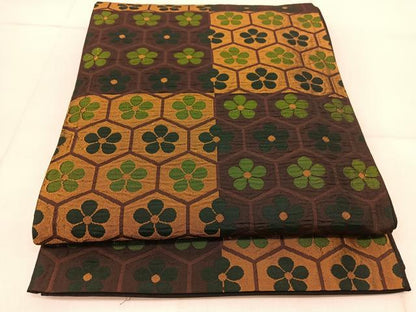 平和屋着物◎六通柄袋帯　亀甲花文　正絹　逸品　BAAU2372yc