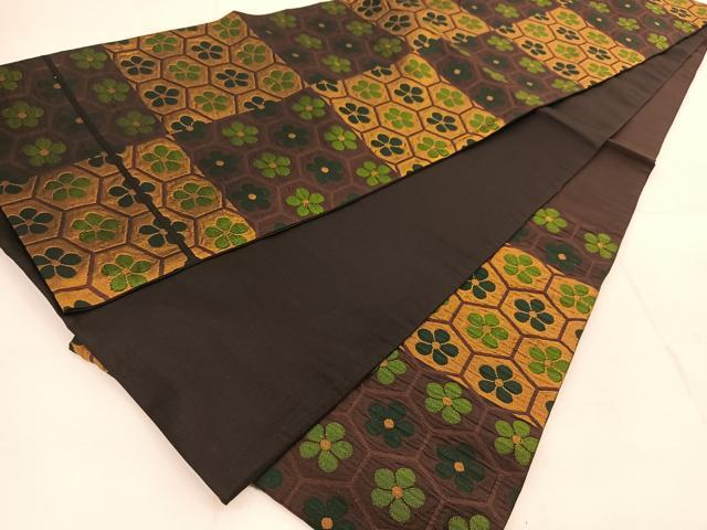 平和屋着物◎六通柄袋帯　亀甲花文　正絹　逸品　BAAU2372yc