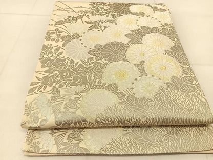 平和屋着物◎六通柄袋帯　プラチナ箔謹製　観菊紫垣蒔絵　正絹　逸品　BAAU2384yc