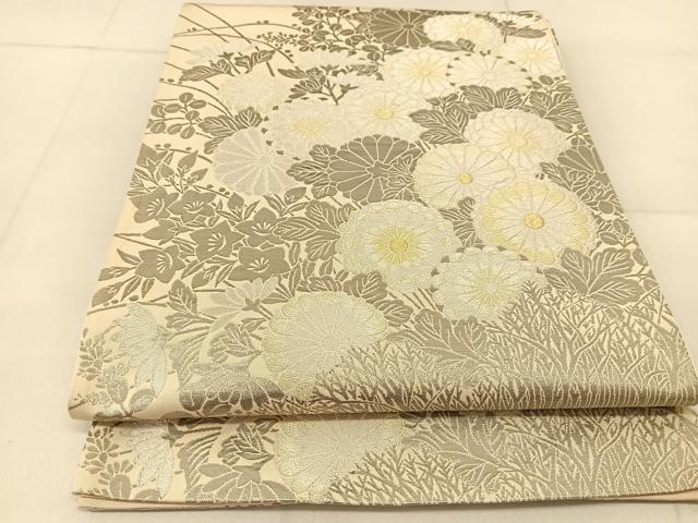 平和屋着物◎六通柄袋帯　プラチナ箔謹製　観菊紫垣蒔絵　正絹　逸品　BAAU2384yc