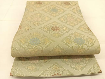 平和屋着物◎六通柄袋帯　草花文　金銀糸　正絹　逸品　BAAU2392yc