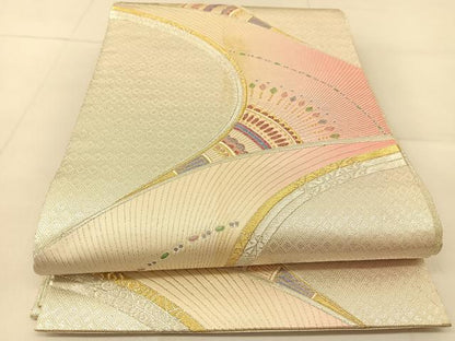 平和屋着物◎佐賀錦　六通柄袋帯　孔雀羽文　金銀糸　正絹　逸品　BAAU2400yc