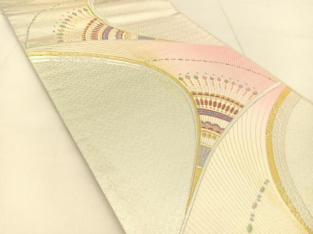 平和屋着物◎佐賀錦　六通柄袋帯　孔雀羽文　金銀糸　正絹　逸品　BAAU2400yc