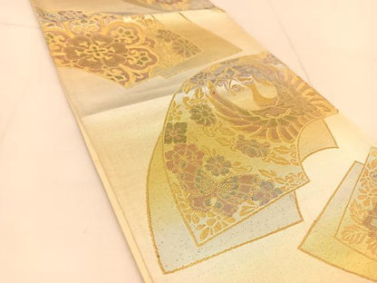 平和屋着物◎六通柄袋帯　地紙動物花文　金銀糸　正絹　逸品　BAAU2403yc