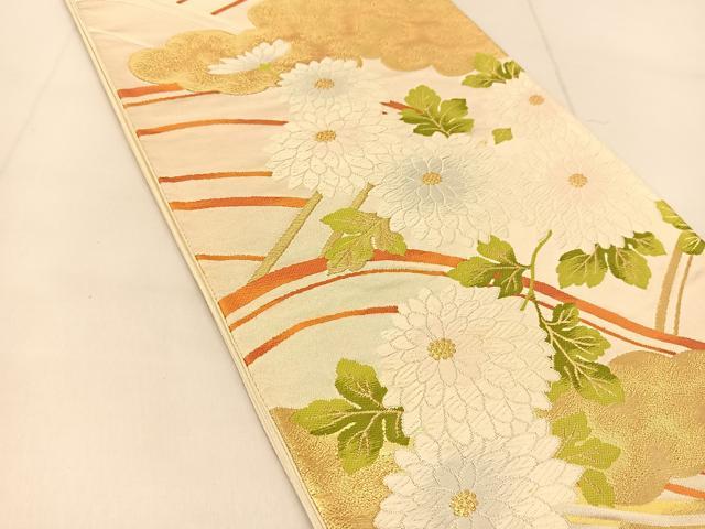平和屋着物◎六通柄袋帯　唐織　吉祥菊花文　金糸　正絹　逸品　BAAU2404yc