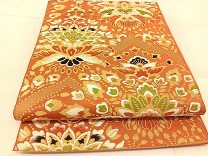 平和屋着物◎六通柄　京袋帯　唐織　宝相華　金糸　正絹　逸品　BAAU2408yc