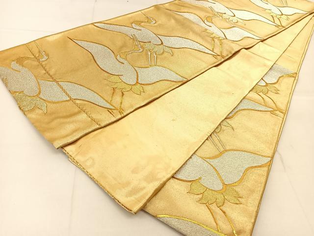 平和屋着物◎六通柄袋帯　群鶴　金銀糸　正絹　逸品　BAAU2417yc