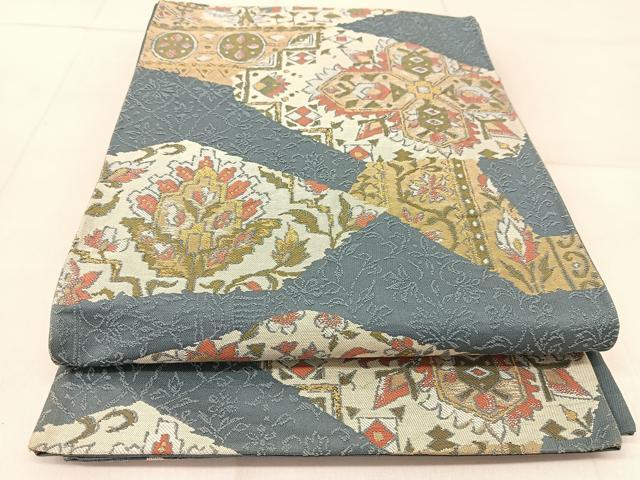 平和屋着物◎六通柄袋帯　壁画文様　金糸　正絹　逸品　BAAU2425yc
