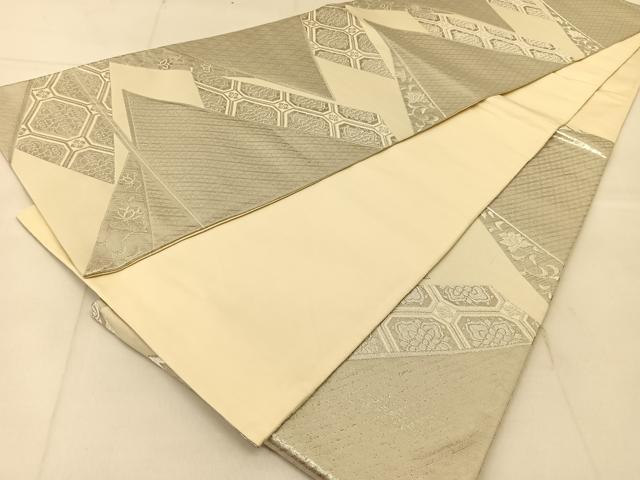 平和屋着物◎六通柄袋帯　山道花文　銀糸　正絹　逸品　BAAU2427yc