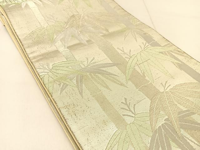 平和屋着物◎六通柄袋帯　笹竹文　銀糸　正絹　逸品　BAAU2428yc