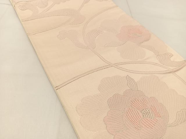 平和屋着物◎六通柄袋帯　草花文　銀糸　正絹　逸品　BAAU2431yc