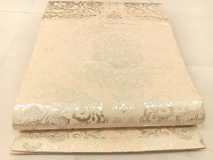 平和屋着物◎六通柄 本袋帯 正倉院花文 銀糸 正絹 逸品 BAAU2433yc