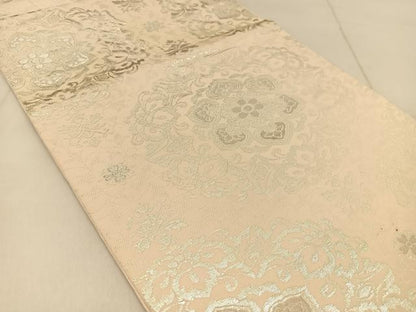 平和屋着物◎六通柄 本袋帯 正倉院花文 銀糸 正絹 逸品 BAAU2433yc