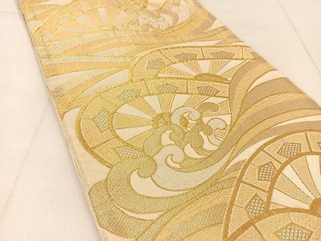 平和屋着物◎全通柄袋帯　立波片輪車文　金銀糸　正絹　逸品　BAAU2434yc