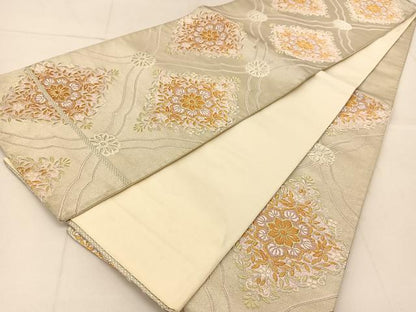 平和屋着物◎六通柄袋帯　唐織　正倉院花文　金銀糸　正絹　逸品　BAAU2437yc
