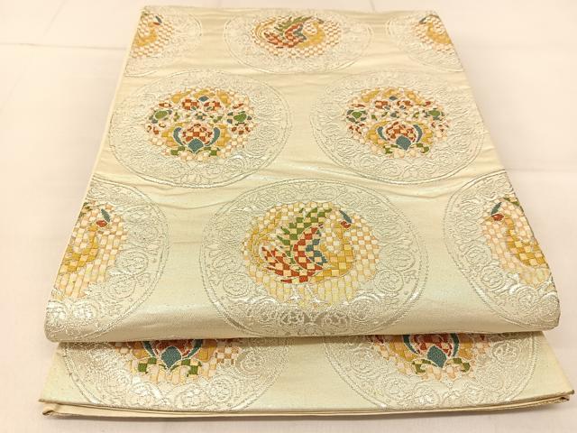平和屋着物◎六通柄袋帯　花鳥丸文　金銀糸　正絹　逸品　BAAU2444yc