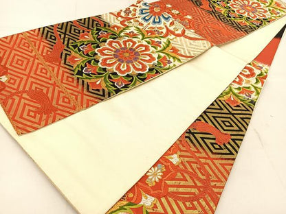 平和屋着物◎六通柄袋帯　唐織　正倉院花文　金糸　正絹　逸品　BAAU2446yc