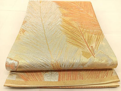 平和屋着物◎全通柄袋帯　若松葉文　金銀糸　正絹　逸品　BAAU2486yc