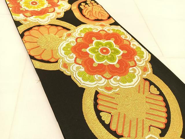 平和屋着物◎六通柄袋帯　唐織　正倉院花文　金糸　正絹　逸品　BAAU2487yc