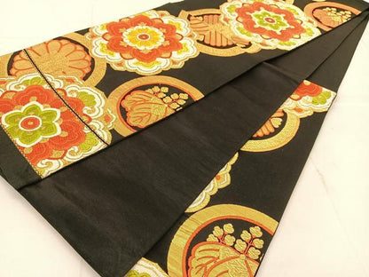 平和屋着物◎六通柄袋帯　唐織　正倉院花文　金糸　正絹　逸品　BAAU2487yc