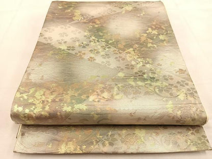 平和屋着物◎六通柄袋帯　更紗花鳥文　引箔　正絹　逸品　BAAU2581yc