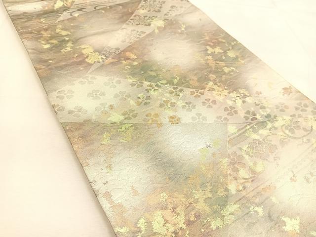 平和屋着物◎六通柄袋帯　更紗花鳥文　引箔　正絹　逸品　BAAU2581yc