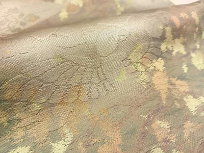 平和屋着物◎六通柄袋帯　更紗花鳥文　引箔　正絹　逸品　BAAU2581yc