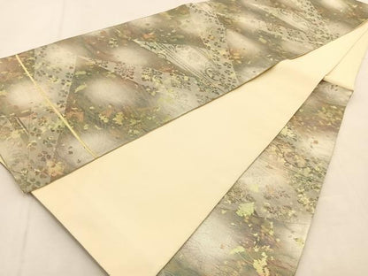 平和屋着物◎六通柄袋帯　更紗花鳥文　引箔　正絹　逸品　BAAU2581yc