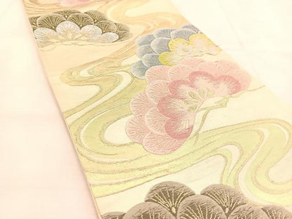平和屋着物◎六通柄袋帯　唐織　浜松文　金銀糸　正絹　逸品　BAAU2590yc