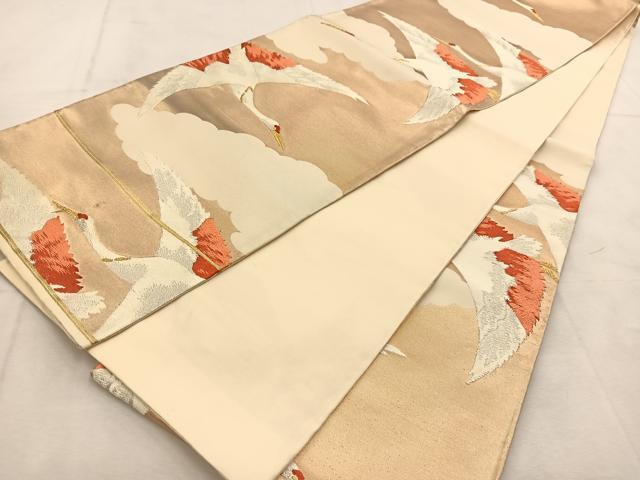 平和屋着物◎六通柄袋帯　若松葉　銀糸　正絹　逸品　BAAU2591yc