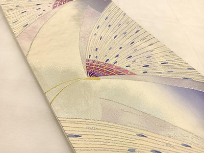 平和屋着物◎六通柄袋帯　唐織　舞蝶文　金銀糸　正絹　逸品　BAAU2593yc