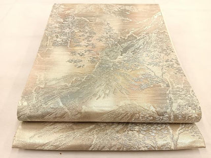 平和屋着物◎六通柄袋帯　遠山樹林文　金銀糸　引箔　正絹　逸品　BAAU2594yc