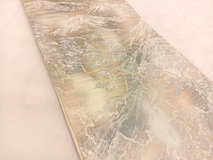 平和屋着物◎六通柄袋帯　遠山樹林文　金銀糸　引箔　正絹　逸品　BAAU2594yc