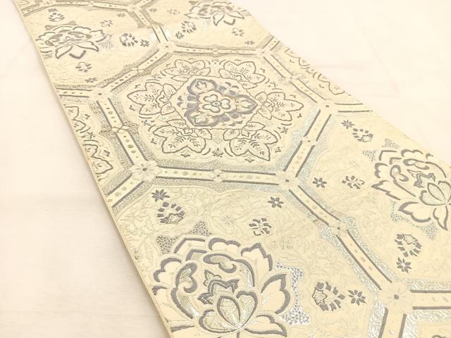 平和屋着物◎六通柄袋帯　唐織　古代更紗　銀糸　正絹　逸品　BAAU2598yc