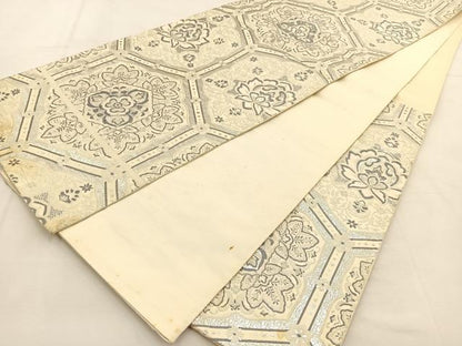 平和屋着物◎六通柄袋帯　唐織　古代更紗　銀糸　正絹　逸品　BAAU2598yc