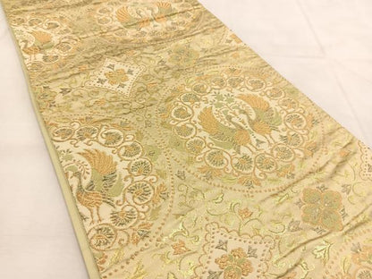 平和屋着物◎六通柄袋帯　向かい鳳凰花丸文　金銀糸　正絹　逸品　BAAU2678yc