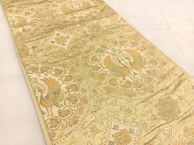 平和屋着物◎六通柄袋帯　向かい鳳凰花丸文　金銀糸　正絹　逸品　BAAU2678yc