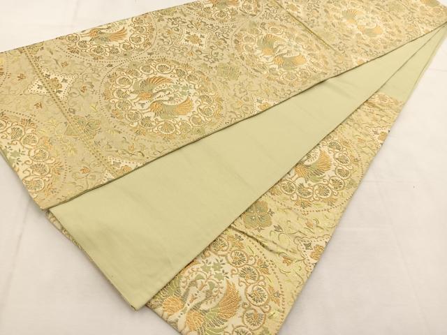 平和屋着物◎六通柄袋帯　向かい鳳凰花丸文　金銀糸　正絹　逸品　BAAU2678yc
