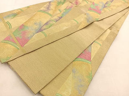 平和屋着物◎六通柄袋帯　竹林　金銀糸　正絹　逸品　BAAU2721yc