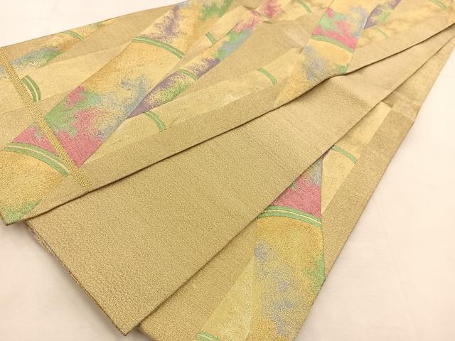 平和屋着物◎六通柄袋帯　竹林　金銀糸　正絹　逸品　BAAU2721yc