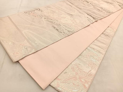 平和屋着物◎六通柄袋帯　唐織　結び紐飛鶴花文　正絹　逸品　BAAU2805yc