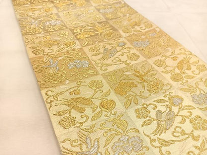 平和屋着物◎六通柄袋帯　花鳥文　金銀糸　正絹　逸品　BAAU2812yc
