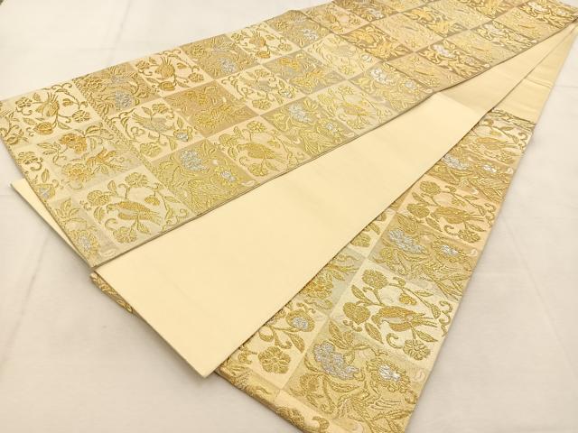 平和屋着物◎六通柄袋帯　花鳥文　金銀糸　正絹　逸品　BAAU2812yc