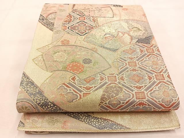 平和屋着物◎佐賀錦　六通柄袋帯　地紙鴛鴦花文　金糸　正絹　逸品　BAAU2815yc