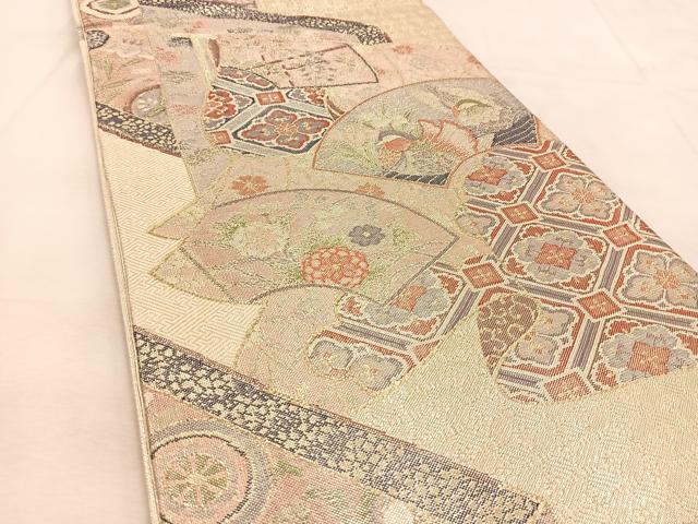平和屋着物◎佐賀錦　六通柄袋帯　地紙鴛鴦花文　金糸　正絹　逸品　BAAU2815yc