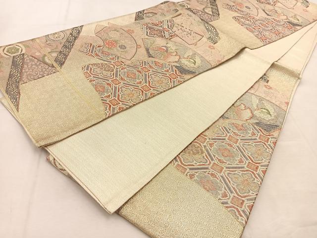 平和屋着物◎佐賀錦　六通柄袋帯　地紙鴛鴦花文　金糸　正絹　逸品　BAAU2815yc