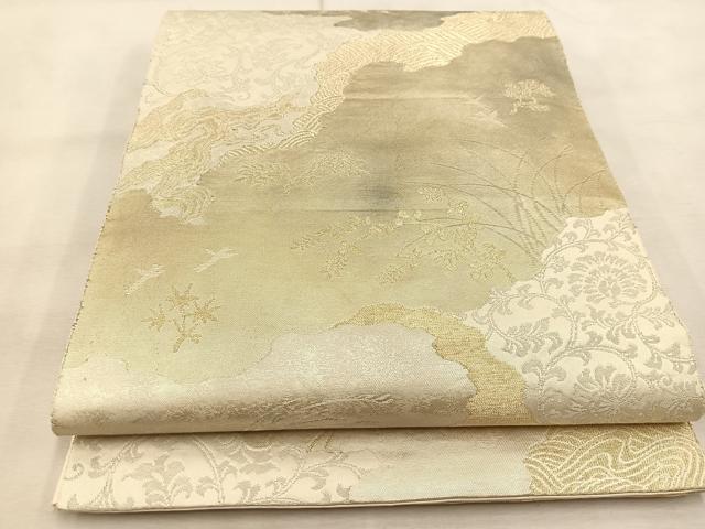 平和屋着物◎六通柄袋帯 道長花鳥文 金銀糸 引箔 正絹 逸品 BAAU2821yc