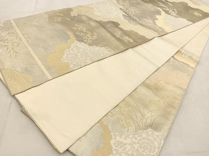平和屋着物◎六通柄袋帯 道長花鳥文 金銀糸 引箔 正絹 逸品 BAAU2821yc