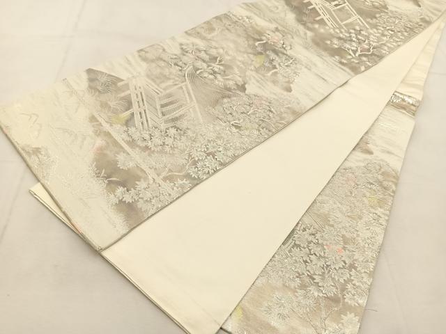 平和屋着物◎六通柄袋帯　古京錦　二重引箔　京名所　正絹　逸品　BAAU2825yc